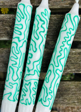 Load image into Gallery viewer, Hand Painted Green Squiggles on Candles