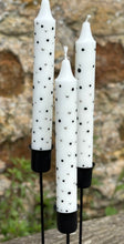 Load image into Gallery viewer, Hand Painted Black & Silver Dots on Candles