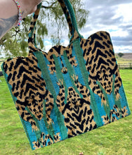 Load image into Gallery viewer, Scalloped Velvet Ikat Tote Bag