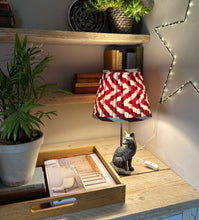 Load image into Gallery viewer, 25cm Pleated Rust Red Zig- Zag Ikat Silk Lampshade
