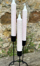 Load image into Gallery viewer, Hand Painted Pink & White Squiggles on Candles