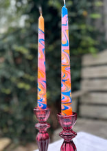 Load image into Gallery viewer, Dip Dye Dinner Candle - Blue, Pink & Orange