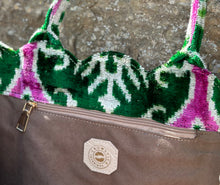 Load image into Gallery viewer, Scalloped Velvet Ikat Tote Bag