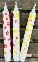 Load image into Gallery viewer, Hand Painted Red & Yellow Daisys on Candles