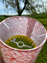 Load image into Gallery viewer, 24cm Handprinted Coral Lampshade & Yellow Poms Poms - Sample Shade