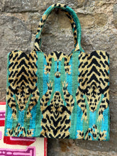 Load image into Gallery viewer, Scalloped Velvet Ikat Tote Bag