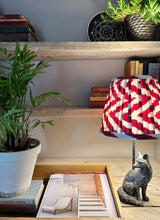 Load image into Gallery viewer, 25cm Pleated Rust Red Zig- Zag Ikat Silk Lampshade