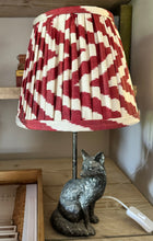 Load image into Gallery viewer, 25cm Pleated Rust Red Zig- Zag Ikat Silk Lampshade