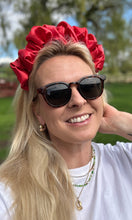 Load image into Gallery viewer, Satin Scrunchie Headband - Coral Red