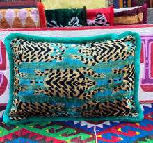 Load image into Gallery viewer, Velvet Ikat Fringe Cushion