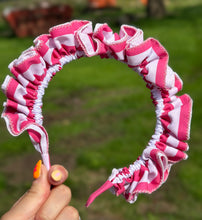 Load image into Gallery viewer, Limited Edition Frilly Pink & White Scrunchie Headband