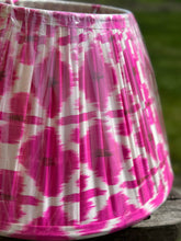 Load image into Gallery viewer, 46cm Pleated Pink Ikat Lampshade - Hot Pink & White