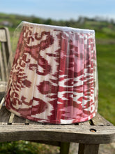 Load image into Gallery viewer, 35cm Pleated Lampshade - White & Red Ikat Silk