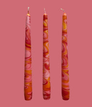 Load image into Gallery viewer, Dip Dye Dinner Candle - Red, Orange & Pink