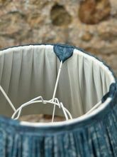 Load image into Gallery viewer, 45cm Pleated Sari Silk Blue Lampshade