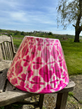 Load image into Gallery viewer, 46cm Pleated Pink Ikat Lampshade - Hot Pink & White