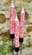 Load image into Gallery viewer, Hand Painted Red Squiggles on Candles