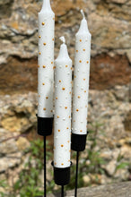 Load image into Gallery viewer, Hand Painted Gold & White Dot Candles