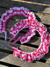Load image into Gallery viewer, Limited Edition Frilly Pink & White Scrunchie Headband
