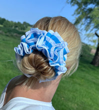 Load image into Gallery viewer, Limited Edition Frilly Blue & White Scrunchie