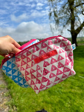 Load image into Gallery viewer, Wash Bag - Hand Block Printed Pink with Pink Zip