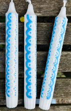 Load image into Gallery viewer, Hand Painted Blue & White Scallops on Candles