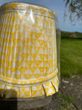 Load image into Gallery viewer, 26cm Pleated Yellow Lampshade, Frilly Base - Hand Block Printed Yellow