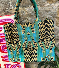 Load image into Gallery viewer, Scalloped Velvet Ikat Tote Bag