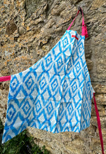 Load image into Gallery viewer, Children's Apron Handprinted Bright Blue with subtle Pink Ties