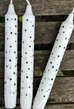 Load image into Gallery viewer, Hand Painted Black & Silver Dots on Candles