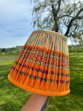 Load image into Gallery viewer, 25cm Pleated Sari Silk Lampshade - Orange
