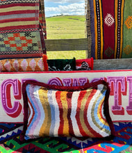 Load image into Gallery viewer, Velvet Ikat Fringe Cushion - Autumnal Stripes 🍁