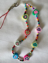 Load image into Gallery viewer, Phone Charm Multi Coloured Polymer Hearts & Glass Beads