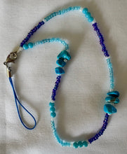 Load image into Gallery viewer, Phone Charm Blue Gemstone & Blue Glass Beads