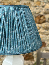 Load image into Gallery viewer, 45cm Pleated Sari Silk Blue Lampshade