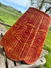 Load image into Gallery viewer, 41cm Scallop Edged Mustard & Burgundy Abstract Pleated Lampshade