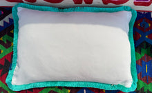 Load image into Gallery viewer, Velvet Ikat Fringe Cushion