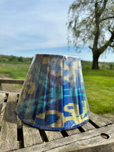 Load image into Gallery viewer, 25cm Pleated Lampshade - Ikat Silk Royal Blue