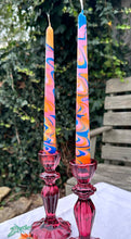 Load image into Gallery viewer, Dip Dye Dinner Candle - Blue, Pink & Orange