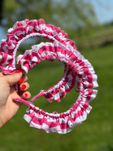 Load image into Gallery viewer, Limited Edition Frilly Pink & White Scrunchie Headband