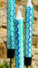 Load image into Gallery viewer, Hand Painted Blue & Green Scallops on Candles