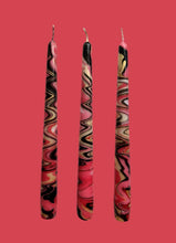 Load image into Gallery viewer, Dip Dye Dinner Candle - Red, Gold & Black
