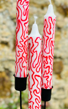 Load image into Gallery viewer, Hand Painted Red Squiggles on Candles