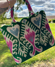 Load image into Gallery viewer, Scalloped Velvet Ikat Tote Bag