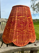 Load image into Gallery viewer, 41cm Scallop Edged Mustard & Burgundy Abstract Pleated Lampshade