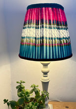 Load image into Gallery viewer, 25cm Pleated Sari Silk Lampshade Turquoise & Purple