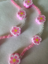 Load image into Gallery viewer, Phone Charm Pink Polymer Flower & Pink & White Glass Beads