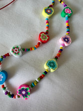 Load image into Gallery viewer, Phone Charm Multi Coloured Polymer Hearts & Glass Beads