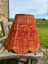 Load image into Gallery viewer, 41cm Scallop Edged Mustard & Burgundy Abstract Pleated Lampshade