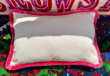 Load image into Gallery viewer, Velvet Ikat Fringe Cushion - Blue & Pink 🪬